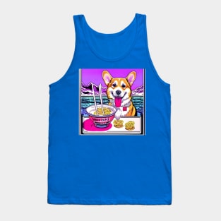 Corgi Eating Ramen Noodles Soup Tank Top